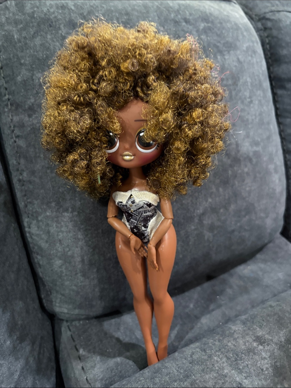 Curly Afro Fashion Doll with Metallic Swimsuit